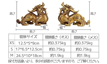Amazon.co.jp: ヒキュウ 貔貅 ひきゅう 雄雌セット 一対 銅製